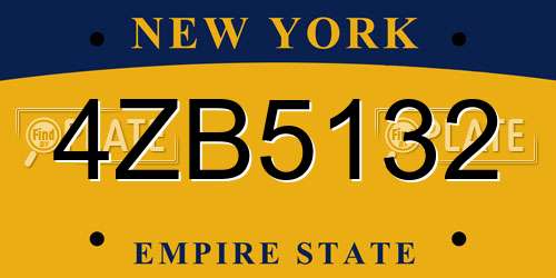 4ZB5132 New York License Plate