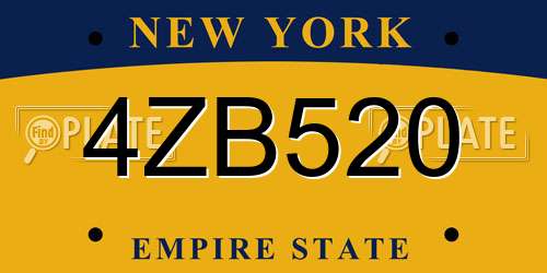 4ZB520 New York License Plate