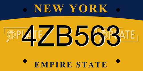 4ZB563 New York License Plate