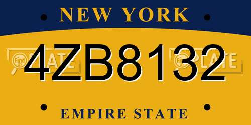 4ZB8132 New York License Plate