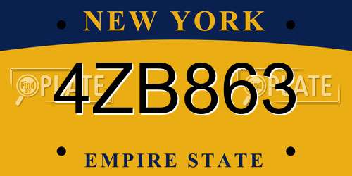 4ZB863 New York License Plate