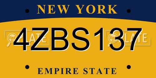 4ZBS137 New York License Plate
