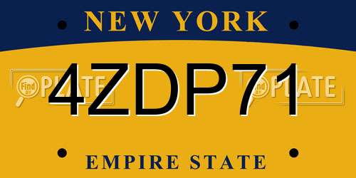 4ZDP71 New York License Plate