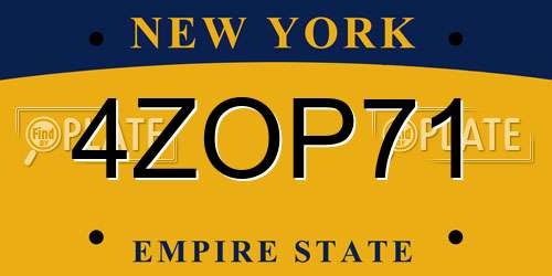 4ZOP71 New York License Plate