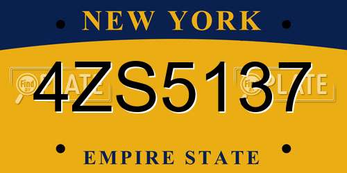 4ZS5137 New York License Plate
