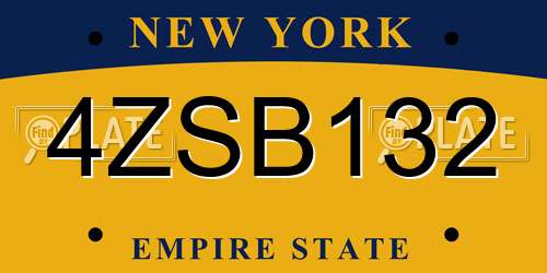 4ZSB132 New York License Plate