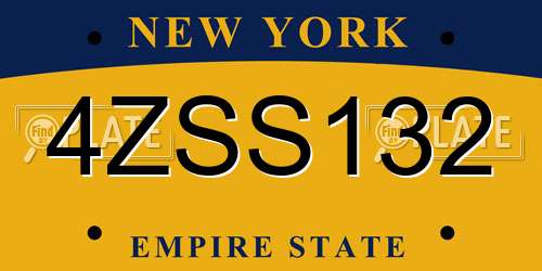 4ZSS132 New York License Plate