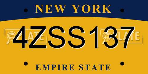 4ZSS137 New York License Plate