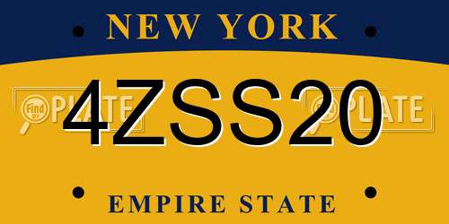 4ZSS20 New York License Plate