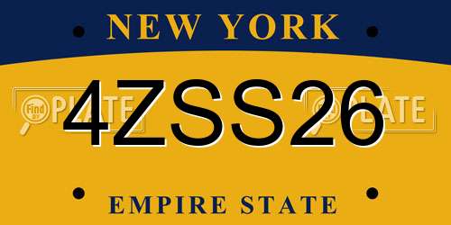 4ZSS26 New York License Plate