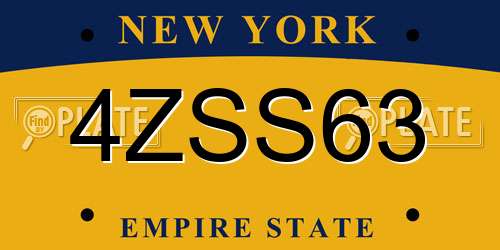 4ZSS63 New York License Plate