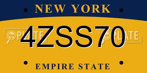 4ZSS70 New York License Plate