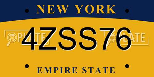 4ZSS76 New York License Plate