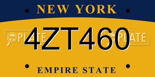 4ZT460 New York License Plate