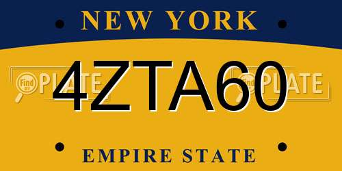 4ZTA60 New York License Plate
