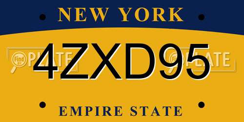 4ZXD95 New York License Plate