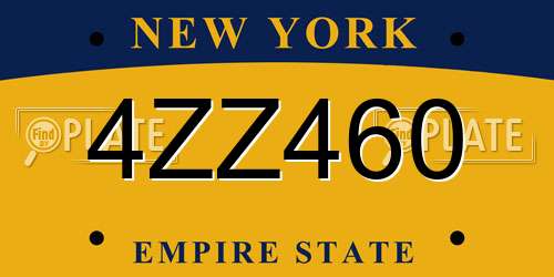 4ZZ460 New York License Plate