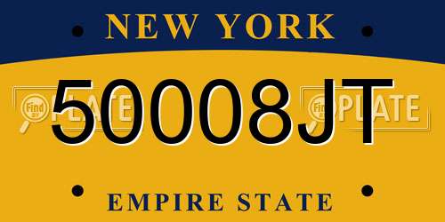 50008JT New York License Plate