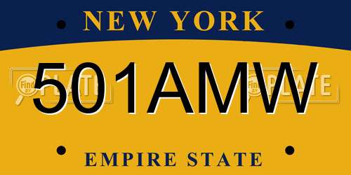 501AMW New York License Plate
