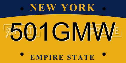 501GMW New York License Plate