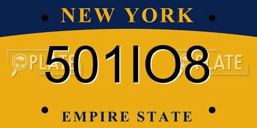 501IO8 New York License Plate