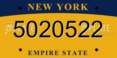 5020522 New York License Plate