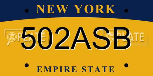 502ASB New York License Plate