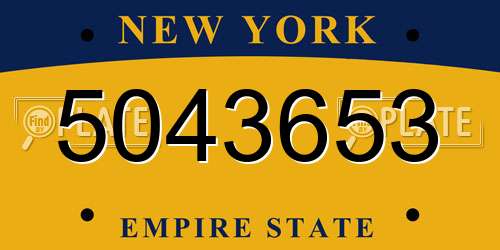 5043653 New York License Plate