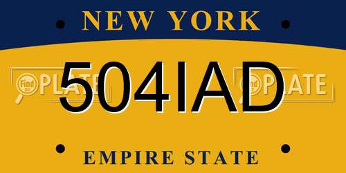 504IAD New York License Plate