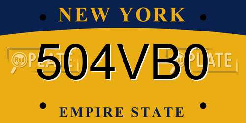 504VB0 New York License Plate