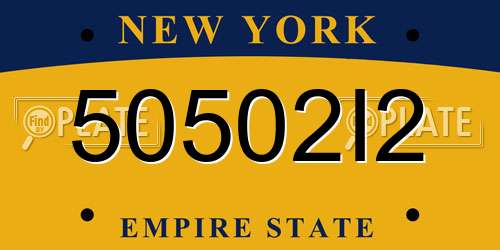 50502I2 New York License Plate