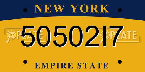 50502I7 New York License Plate