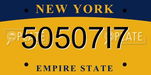 50507I7 New York License Plate
