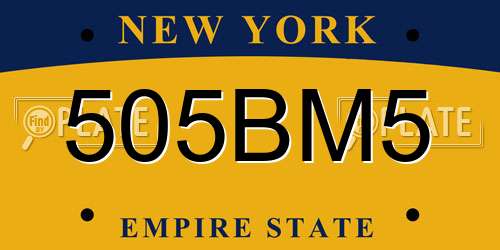505BM5 New York License Plate