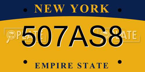 507AS8 New York License Plate