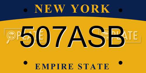 507ASB New York License Plate