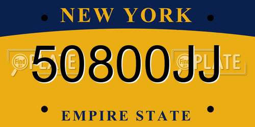 50800JJ New York License Plate
