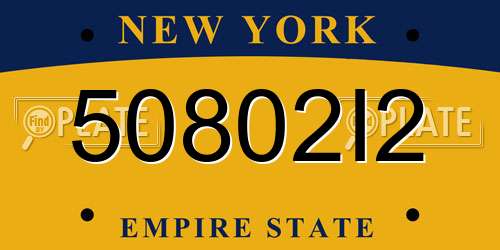 50802I2 New York License Plate