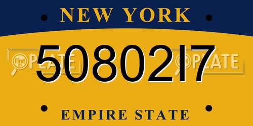 50802I7 New York License Plate