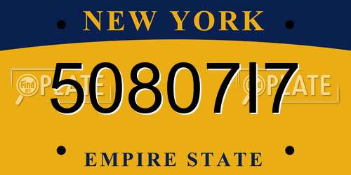 50807I7 New York License Plate