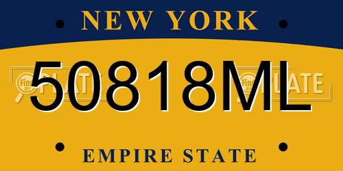 50818ML New York License Plate