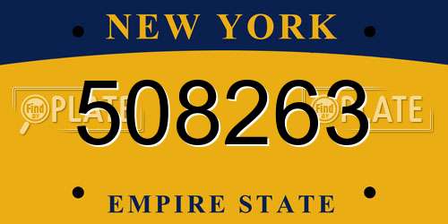508263 New York License Plate