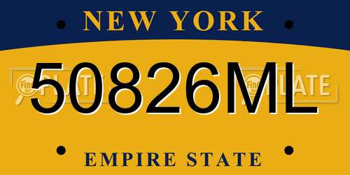 50826ML New York License Plate