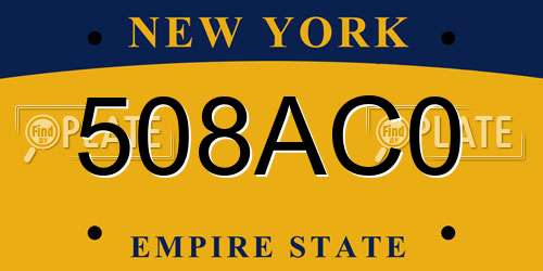 508AC0 New York License Plate