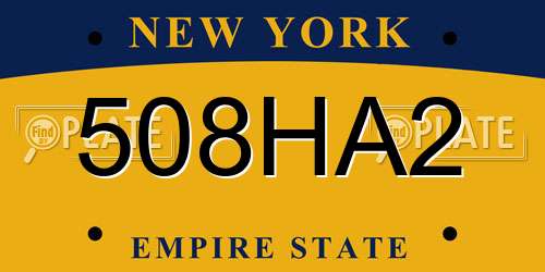 508HA2 New York License Plate