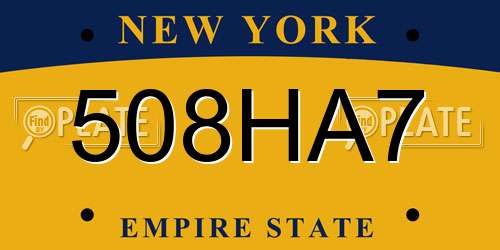 508HA7 New York License Plate