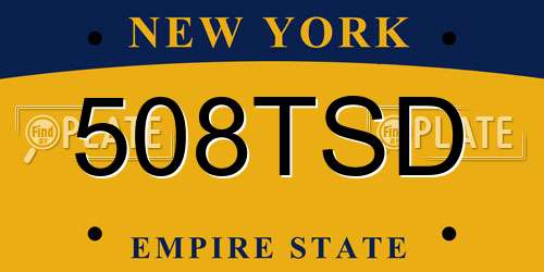 508TSD New York License Plate