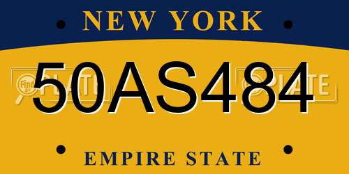 50AS484 New York License Plate