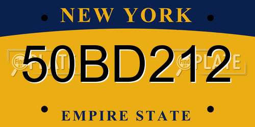 50BD212 New York License Plate