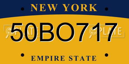 50BO717 New York License Plate